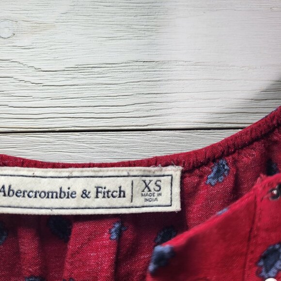 Abercrombie & Fitch Red Blue Boho Cold Shoulder Flowy Sequin Paisley Tassel Top. - Picture 2 of 7